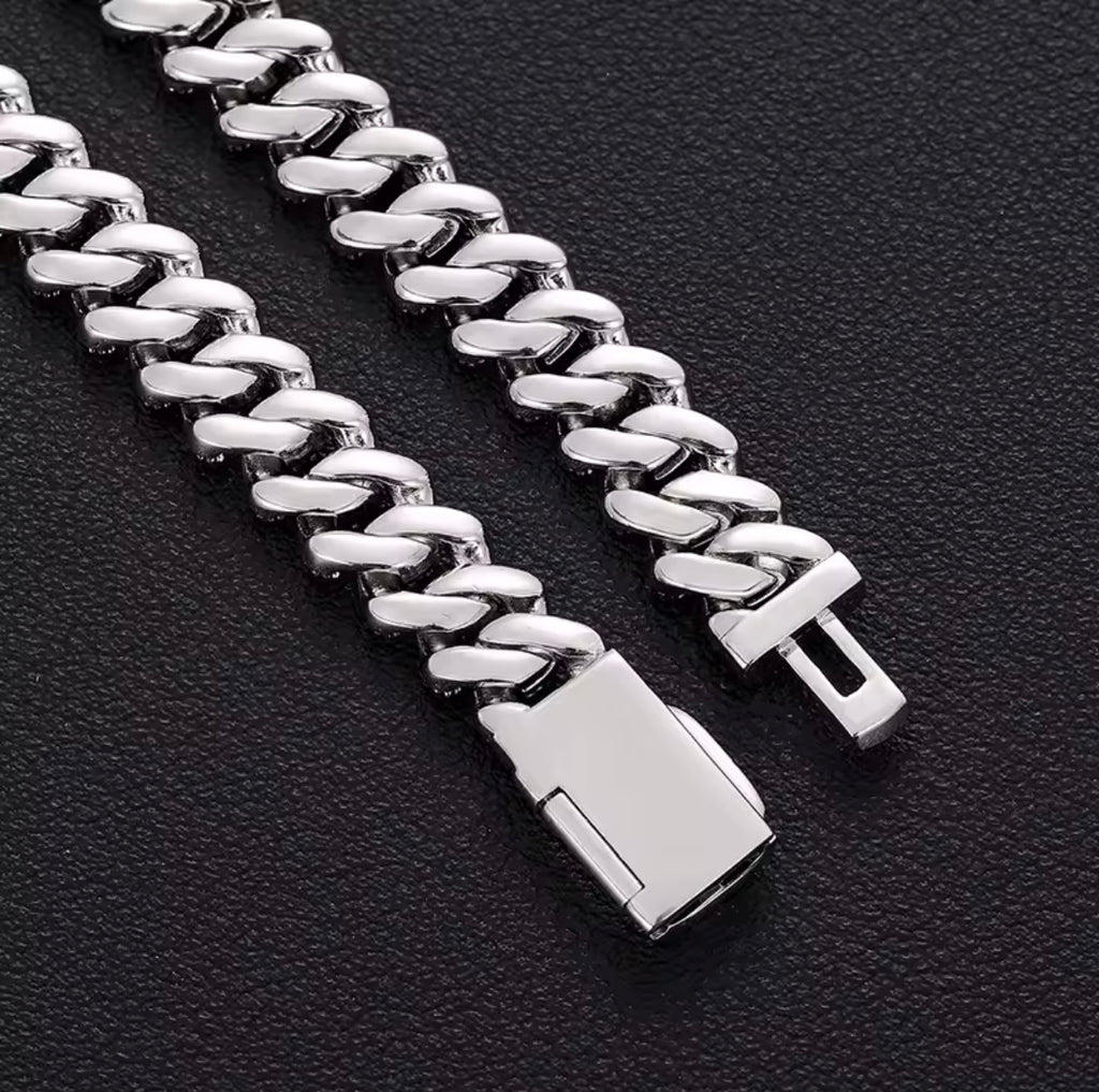 9mm 2 Row Crystal Micro Pave Iced Out CZ Miami Curb Cuban Link