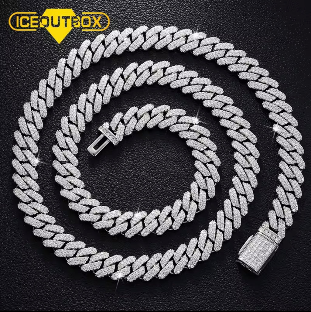 9mm 2 Row Crystal Micro Pave Iced Out CZ Miami Curb Cuban Link