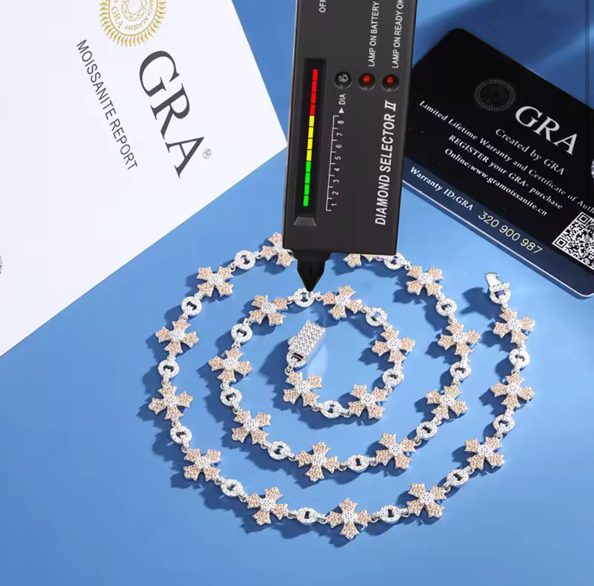 S925 Silver 12mm D Color Moissanite Corss Chain with Round Cut Stone For Men Women Iced Out