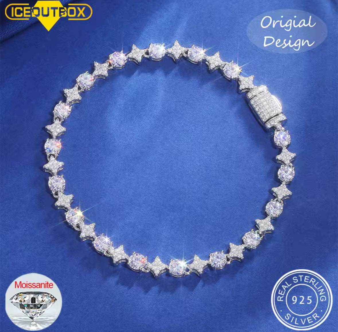 6mm iced out moissanite bracelet