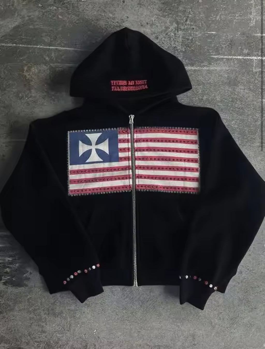 Trying My Best Cross Flag Cropped Hoodie