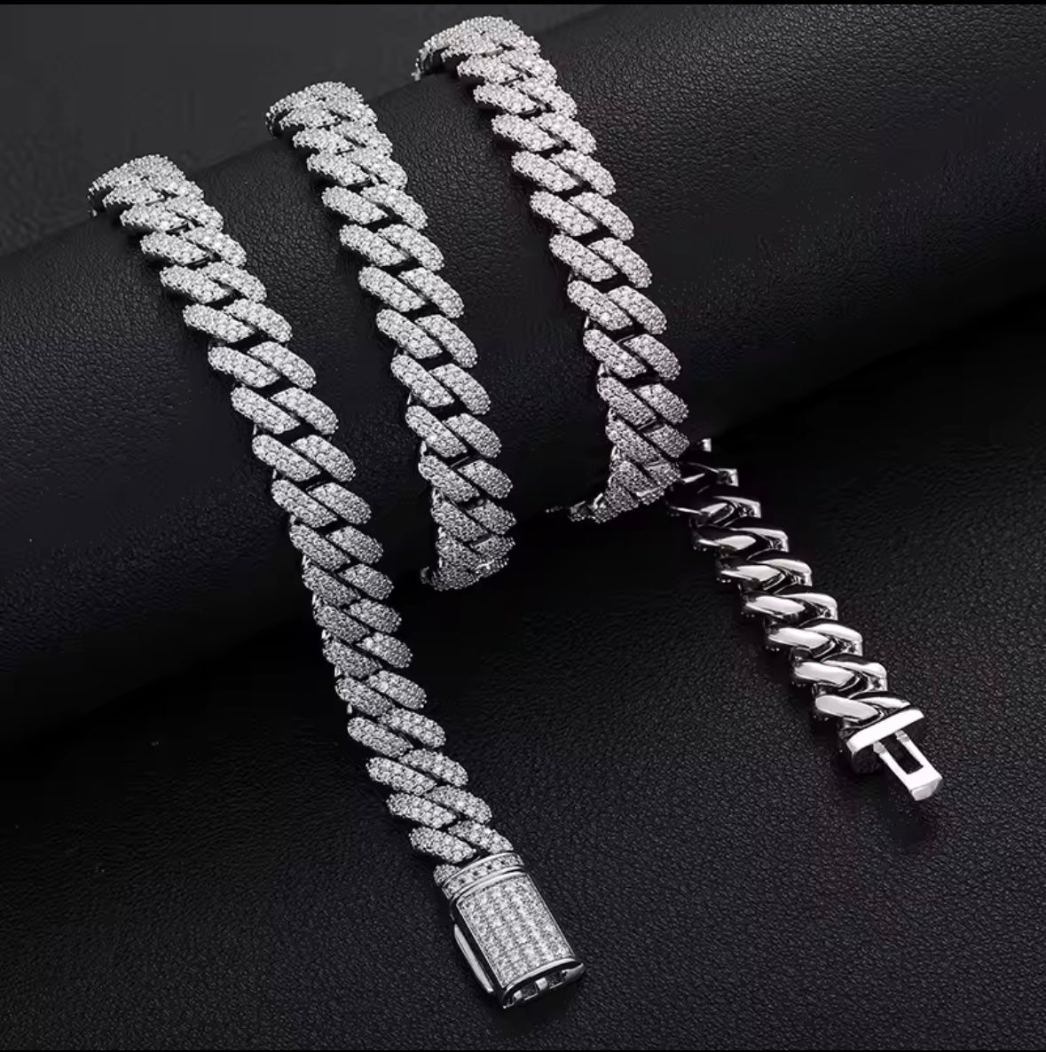 9mm 2 Row Crystal Micro Pave Iced Out CZ Miami Curb Cuban Link