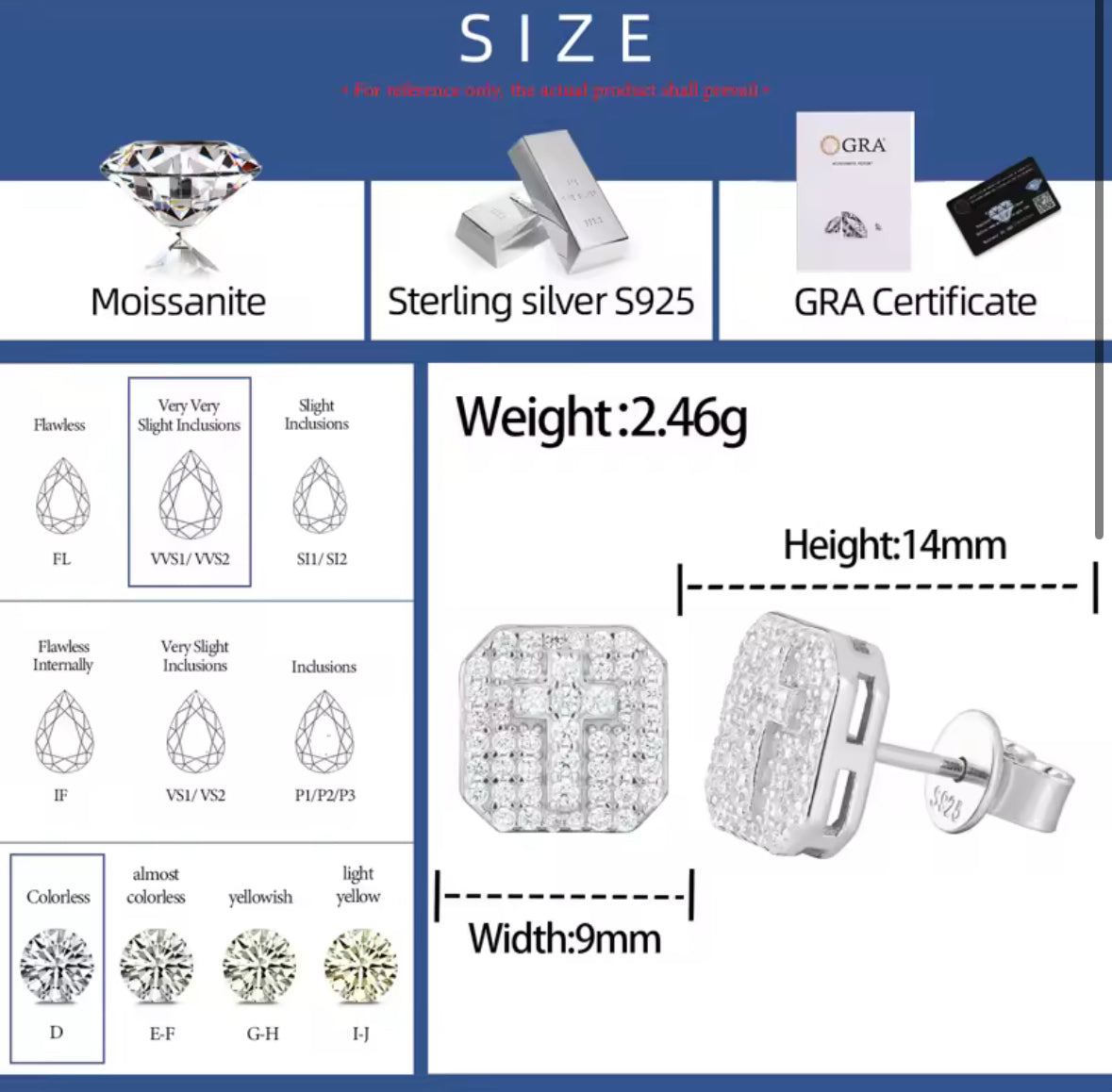 Certified Mojssanite Diamond Cross Earrings