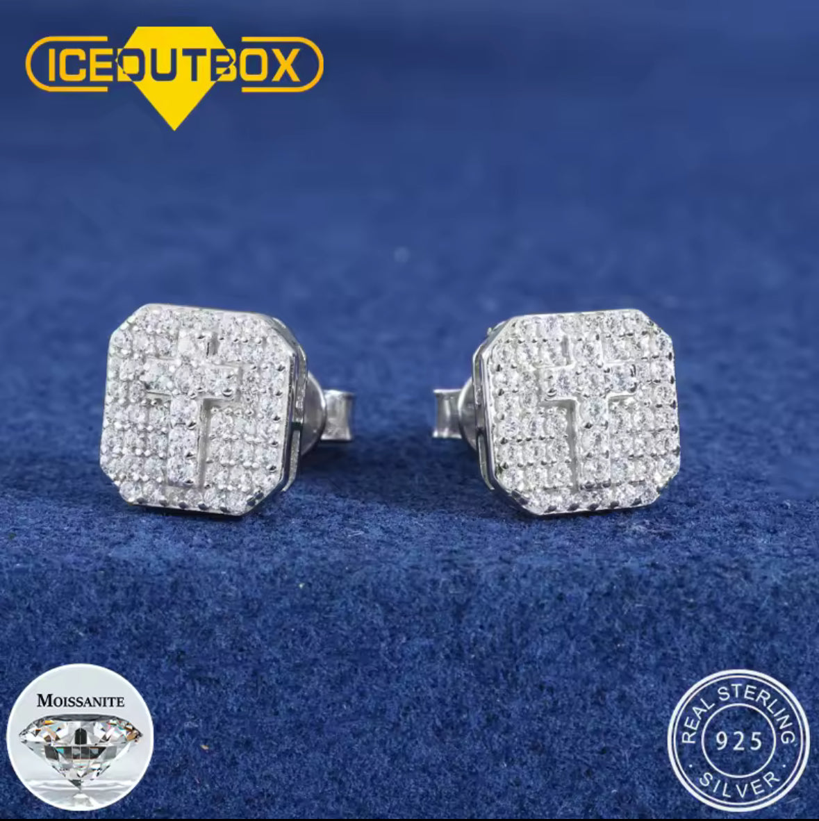 Certified Mojssanite Diamond Cross Earrings