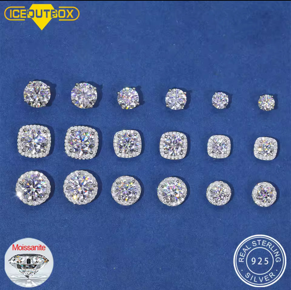Classic Fashion Real Moissanite Stud Earrings