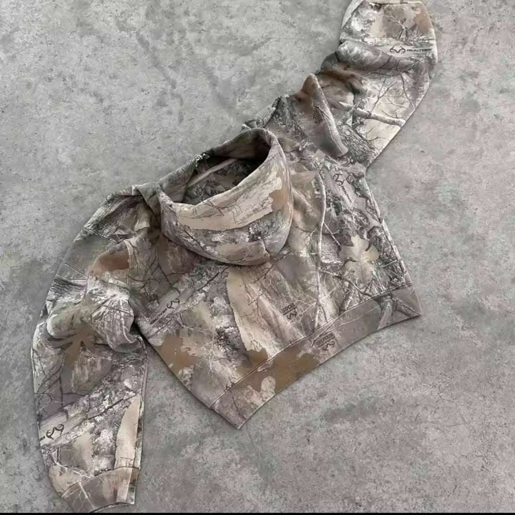 Cropped Camo Hoodie