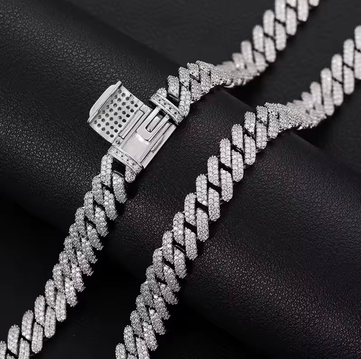 9mm 2 Row Crystal Micro Pave Iced Out CZ Miami Curb Cuban Link