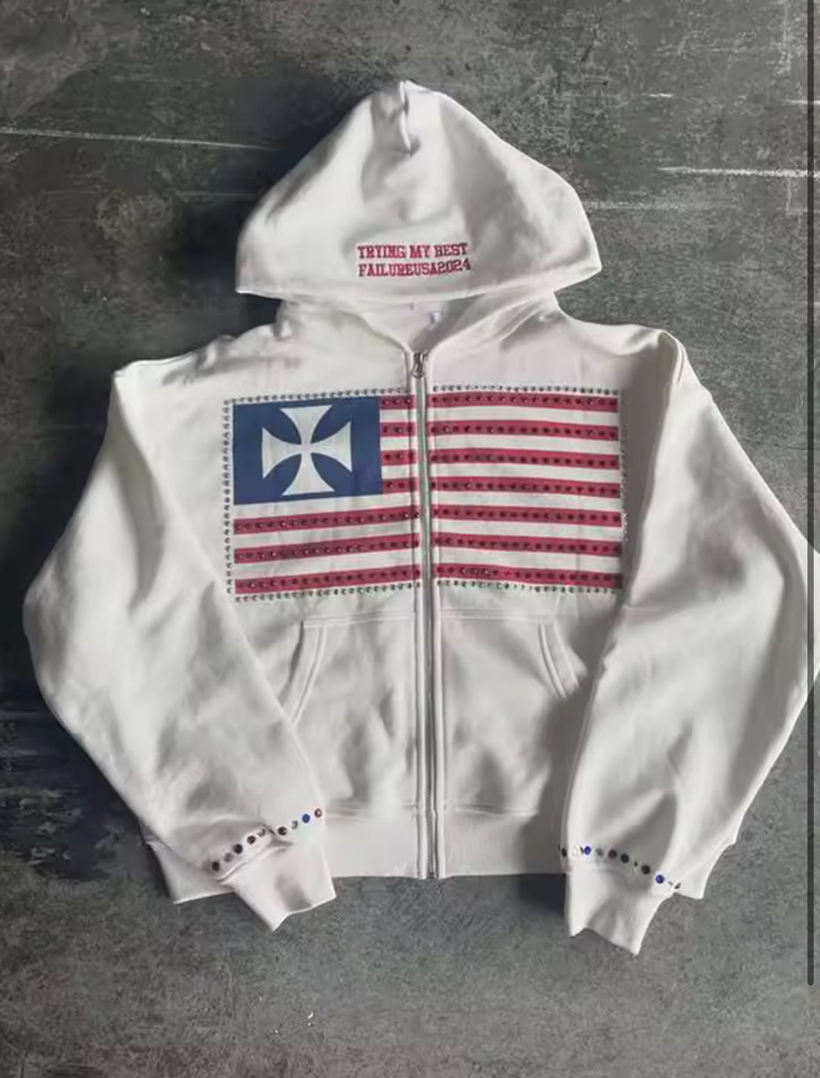 Trying My Best Cross Flag Cropped Hoodie